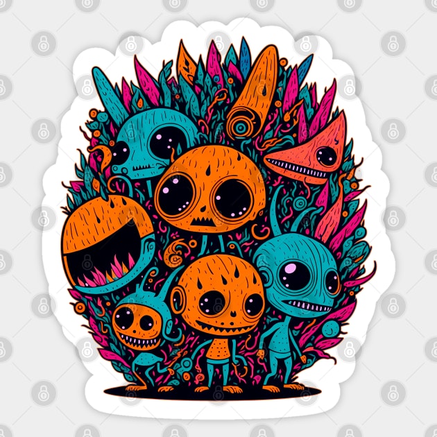 Little Aliens Squad Sticker by AnAzArt